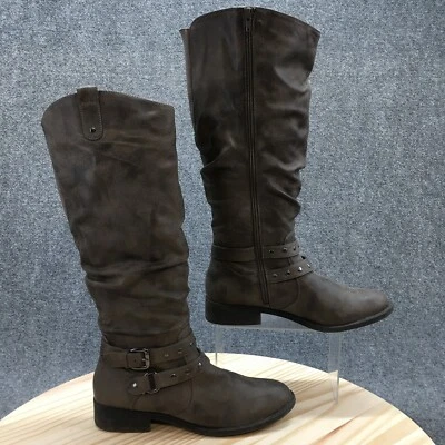 White Mountain Boots Womens 10M Lexi Tall Side Zip Riding Boot Gray Faux Leather - Image 1 of 4