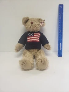 1993 Ty Attic Treasure Collection Plush Bear With Flag Sweater - Picture 1 of 10