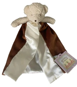 Bunnies By Bay Bear Cubby Lovey Peluche Marrón Crema Manta de Seguridad Satinado con Etiqueta - Imagen 1 de 6