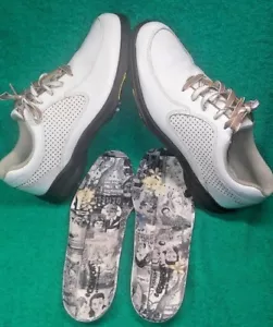 Footjoy Comfort Mujer Zapatos de Golf con Tacos Talla 7.5 N Blanco Retro Plantillas Gráficas - Imagen 1 de 12