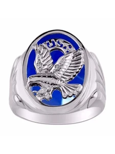 Rylos Silver Simulated Blue Quartz & Diamond Ring - Picture 1 of 3