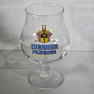 Werner Pilsener Poppenhausen / Franken Beer Glass Ornate Stem .4L 6 1/4" Tall - Picture 1 of 6
