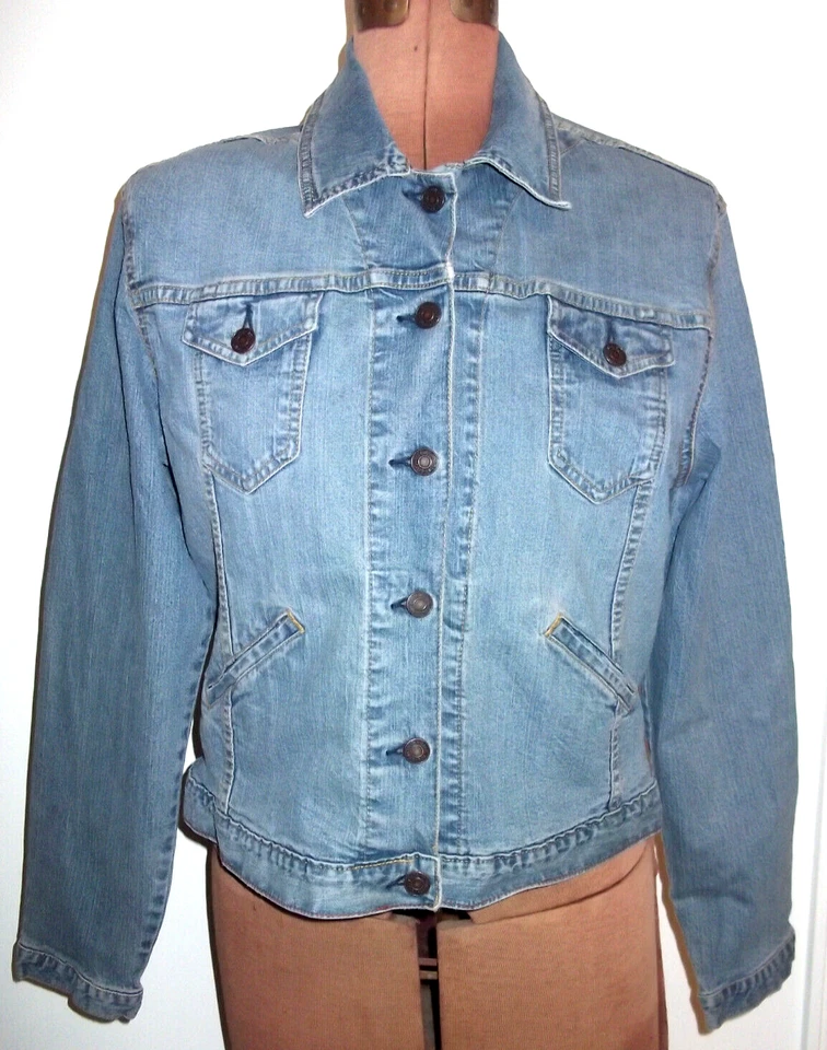 LEVI STRAUSS SIGNATURE Vaqueros Azul Denim Manga Larga MEZCLA Botón CHAQUETA/Talla L Foto 1 de 4