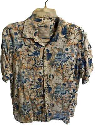 Camisa Hawaiana Margaritaville Para Hombre Talla Mediana Caqui Floral Playa Relax Comodidad Foto 1 de 4