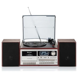 Tocadiscos, Radio DAB/DAB+/FM Reproductor CD, Cassette, Bluetooth, USB, Vintage - Imagen 1 de 8