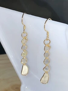 Poki Diamond Earrings By Designer Giuseppe Perez 14k Gold Over Sterling Silver. - Picture 1 of 12