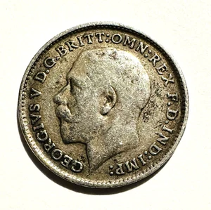 1912 Great Britain KING GEORGE V 3 Pence Sterling Silver Coin Circulated UK - Picture 1 of 4