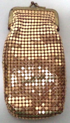 Gold Mesh Metal pouch purse mini case kiss-lock Vintage  6.5 x 3.5  Change Purse - Image 1 of 4