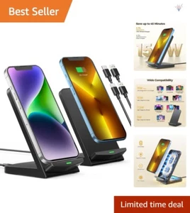 Chargeur sans fil rapide 15W - Design double bobine, pack de 2 pour une utilisation sans effort - Photo 1 sur 9