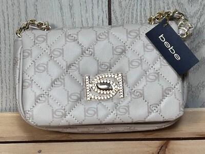 Bolso Bandolera Bebe LIV Capri Monograma Pequeño Logo Acolchado Hueso Latte Dorado Nuevo con Etiquetas Foto 1 de 4