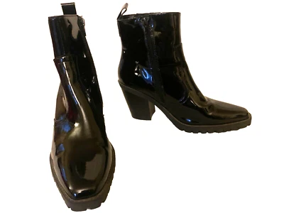 DIBA black faux patent leather ankle boot 9 - Image 1 of 4