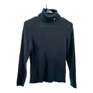Lauren Ralph Lauren | Suéter de cuello alto acanalado negro mediano M para mujer - Imagen 1 de 12