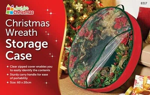 PREMIUM CHRISTMAS WREATH STORAGE DECORATION STORAGE CASE RED CLEAR ZIPPED COVER - Picture 1 of 5