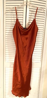 Vestido midi vintage Bebe para mujer Y2K hada satinado sedoso talla L naranja romántico Foto 1 de 4