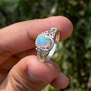 Precioso Natural Welo Ópalo Anillo 925 Plata de Ley Diseño Etíope - Imagen 1 de 12