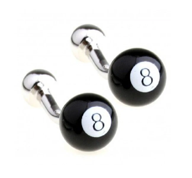 Camisa de vestir gemelos de acero inoxidable con gemelos de billar de 8 bolas Foto 1 de 1