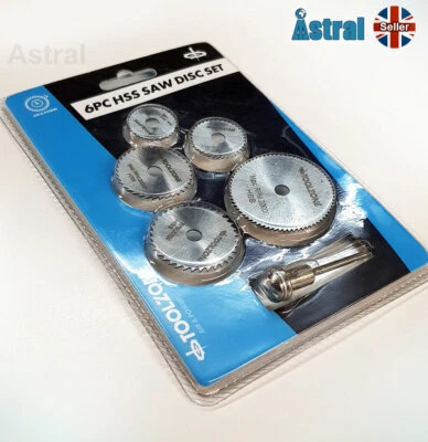 6pc HSS Saw Disc Cutting Blade Set. Dremel Type Mini Rotary Multi Tool Drill Kit