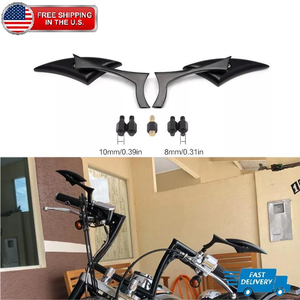 Espejos retrovisores para moto Suzuki Intruder 700 800 1400 1500 hoja negra Foto 1 de 4