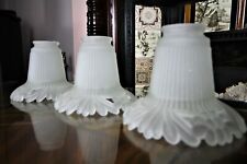 Vintage Frosted Glass Lamp Shade | Art Deco Antique White Mid Century Boudoir