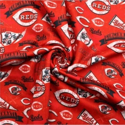 Baseball Reds Polyester Cotton blend fabric 20"x55" Cincinatti 1088815 - Image 1 of 2