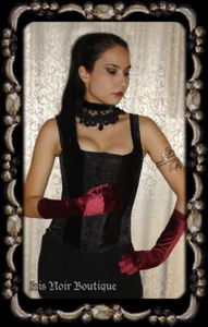 Guantes góticos victorianos steampunk vampiro borgoña satinado hasta el codo - Imagen 1 de 1