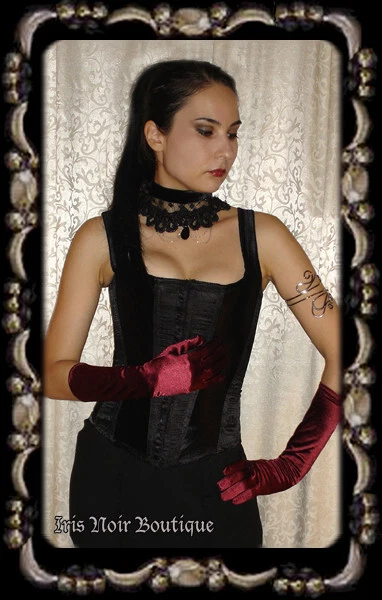 Guantes góticos victorianos steampunk vampiro borgoña satinado hasta el codo Foto 1 de 1