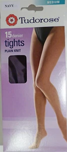 Tudorose Medium Size Plain Knit 15 Denier Tights 100% Nylon - Picture 1 of 16