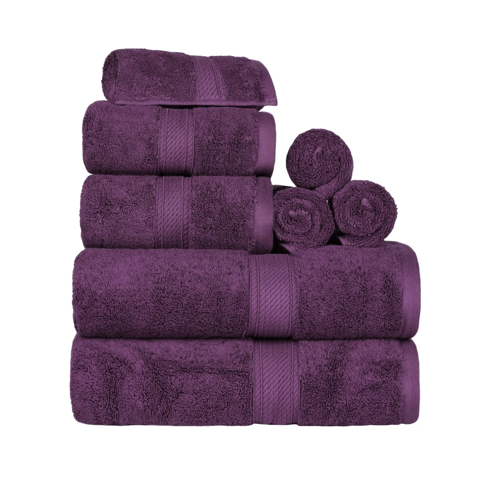 800 GSM Egyptian Cotton Pile 8 Piece Towel Set Soft Plush Heavyweight Towels - Image 1 of 3