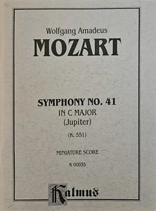 Mozart Symphony No. 41 C Major Jupiter K. 551 - Kalmus Miniature Score - NEW - Picture 1 of 1