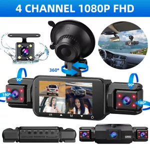 3" 4 Channel Mirror Dash Cam Front Rear 1080P Car Camera Night Vision G-Sensor - Picture 1 of 13