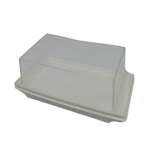 Tupperware White Butter/Cheese base 1713-4 & Clear Cover 1714-4 - Picture 1 of 19