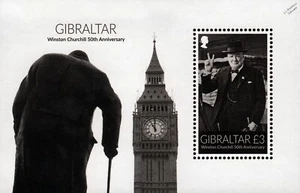 WINSTON CHURCHILL V for Victory/WWII/London/Big Ben Stamp Sheet (2015 Gibraltar) - Picture 1 of 1