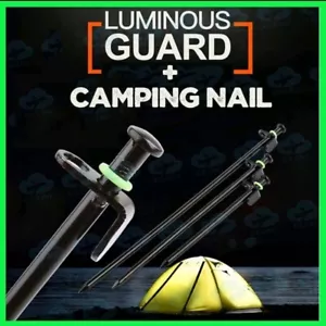2 pcs Metal Peg Stake Camping Peg Ground Nail Tent Flysheet Peg Fluorescent Ring - Picture 1 of 11