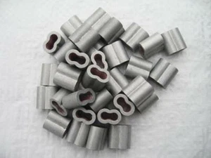 Steel Wire Ferrules Crimping Sleeves 4-5MM x50 (Aluminium Double Barrell Loop) - Picture 1 of 1