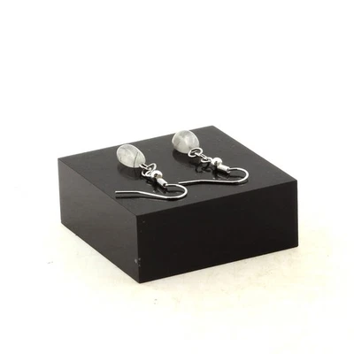 Steine Und Minéraux. Ohrringe 1 Perle Quarz Mit Einschlüsse Von Tourmali - Bild 1 von 2