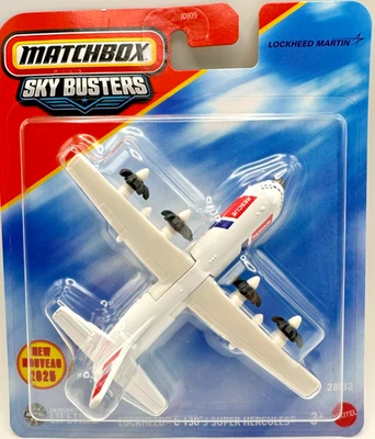 2025 Matchbox Sky Busters® No28 Lockheed C-130 J Super Hercules БЕЛЫЙ | FSC, США - Изображение 1 из 3