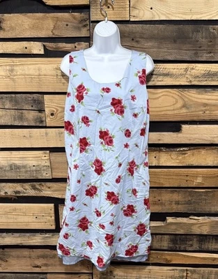 Vintage Collection by Cherokee 90s Baby Blue Floral Lined Shift Dress Size 18 - Image 1 of 4