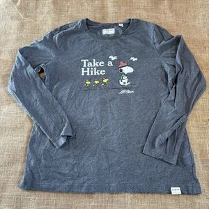 LL Bean x Peanuts Snoopy Woodstock 'Take a Hike" Long Sleeve Gray T-Shirt Large - Picture 1 of 4