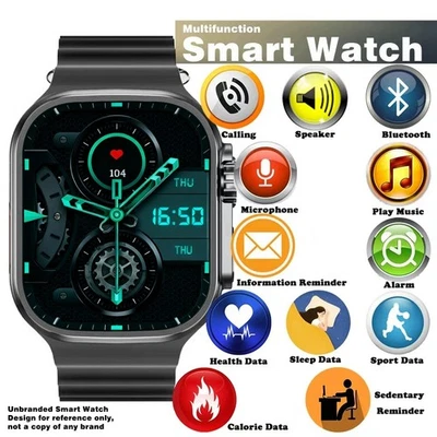 Smart Watch Bluetooth Heart Rate Blood Oxygen/Pressure Monitor Fitness Tracker - Image 1 of 4