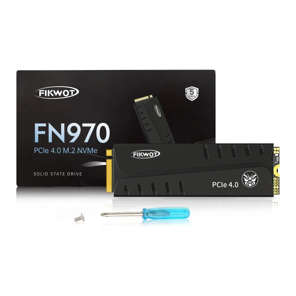 Fikwot M.2 NVMe SSD 1 TB, 2 TB, 4 TB, PCIe 4.0 PS5-SSD-Festplatte mit Kühlkörper