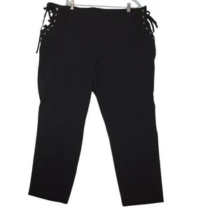 Pantalones Ashro para mujer talla grande 20W negros con cordones laterales cremallera - Imagen 1 de 10