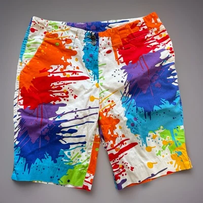Loudmouth Shorts Size 4 Multicolor Paint Splatter Golf Chino Colorful 28” Waist - Image 1 of 4