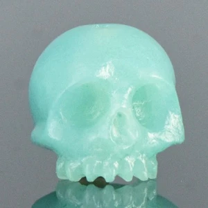 Skull Bead Carved Natural Blue Amazonite 8.35mm Vertical Drilled Handmade 0.74 g - Picture 1 of 14