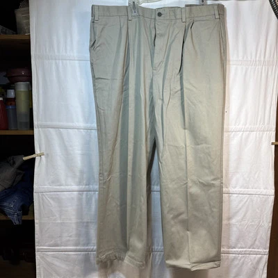 Lee’s Performance Khaki Pants 44-46” Mens Tan Pleated Straight Leg Stretch Chino - Image 1 of 4