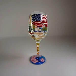 Wine Glass Top Shelf Hand Painted Washington D C - Picture 1 of 12