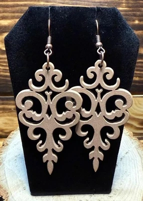 NEW Large & Fancy Lightweight Wood Lotus Charm Earrings - Image 1 of 3