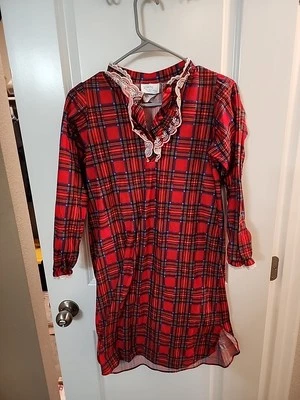 Vintage Laura Dare Girls Size 14 Nightgown Red Plaid Pajamas Christmas Made USA - Image 1 of 4