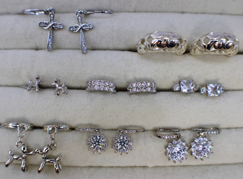 925 Silver Moissanite & Cubic Zirconia Earrings - Image 1 of 1