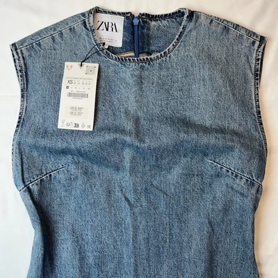 ZARA TRF Denim MIDI Dress X-Small 2569 - New With Tags - Image 1 of 4