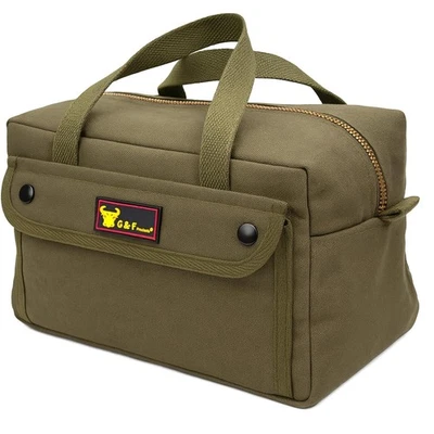 Waxed Canvas Military Duffle Bag, Water-Resistant, Adjustable Strap, Double Z... - Image 1 of 4